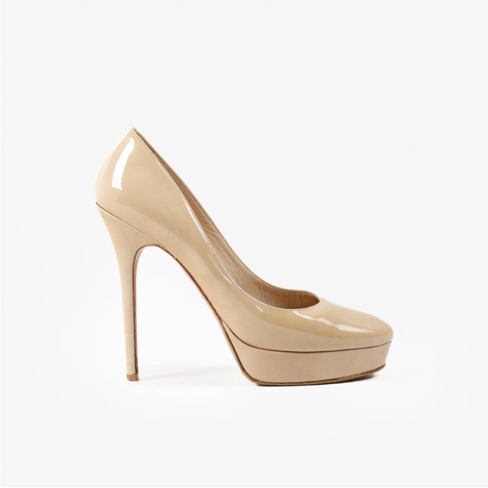 Jimmy Choo Cosmic Patent Pump in Nude